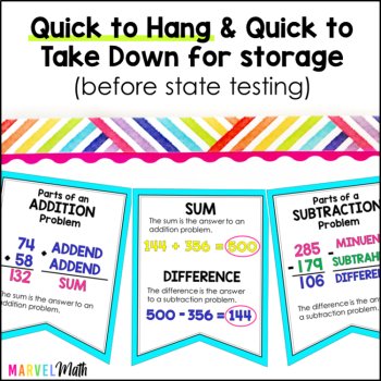 Addition and Subtraction Vocabulary Bunting 4th Grade by Marvel Math, image 2