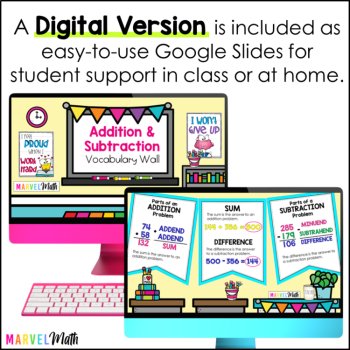 Addition and Subtraction Vocabulary Bunting 4th Grade by Marvel Math, image 4