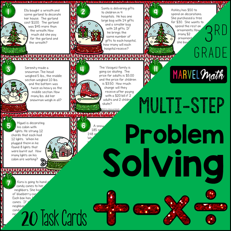3rd Grade Christmas Multi-Step Word Problems