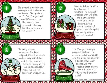 3rd Grade Christmas Multi-Step Word Problems, image 2