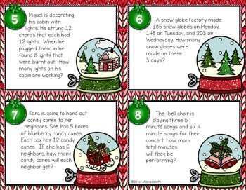 3rd Grade Christmas Multi-Step Word Problems, image 3