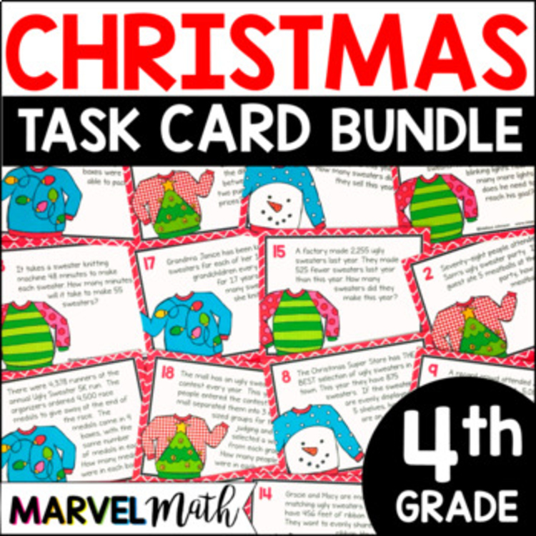 4th Grade Christmas Bundle Multiplication, Division & Multi Step Word Problems