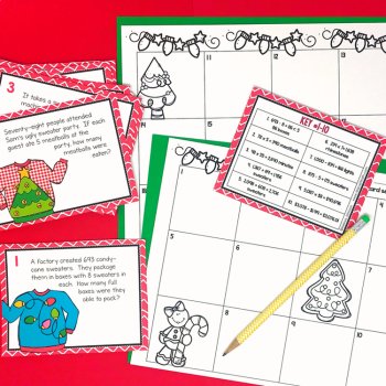 4th Grade Christmas Single Step Word Problems, image 3