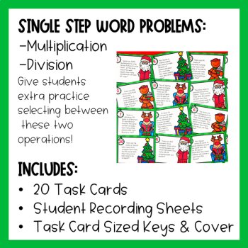 4th Grade Christmas Multiplication and Division Word Problems, image 4