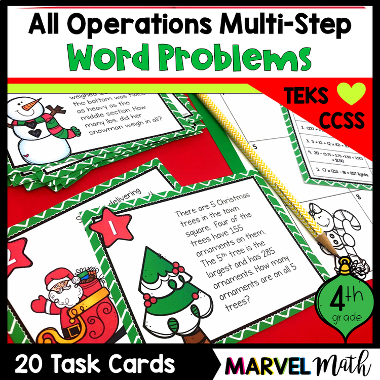 4th Grade Christmas Multi-Step Word Problems
