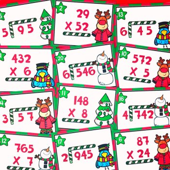 4th Grade Christmas Multiplication and Division Task Cards, image 2