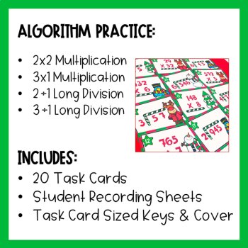 4th Grade Christmas Multiplication and Division Task Cards, image 4