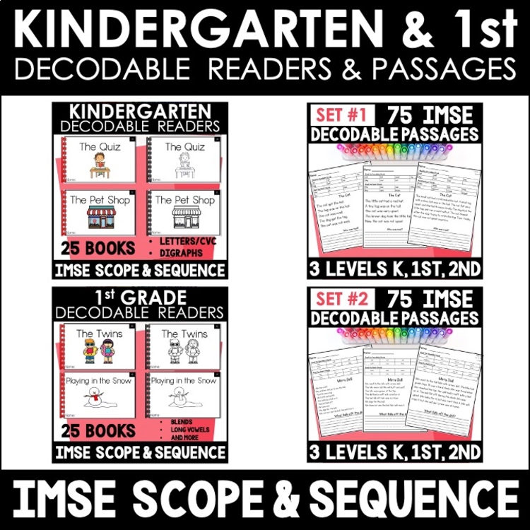 Kindergarten - 1st Grade Decodable Readers & Passages -  IMSE Aligned