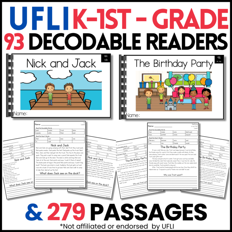 K - 1st Grade Decodable Readers & Passages - Aligned to UFLI Scope & Sequence