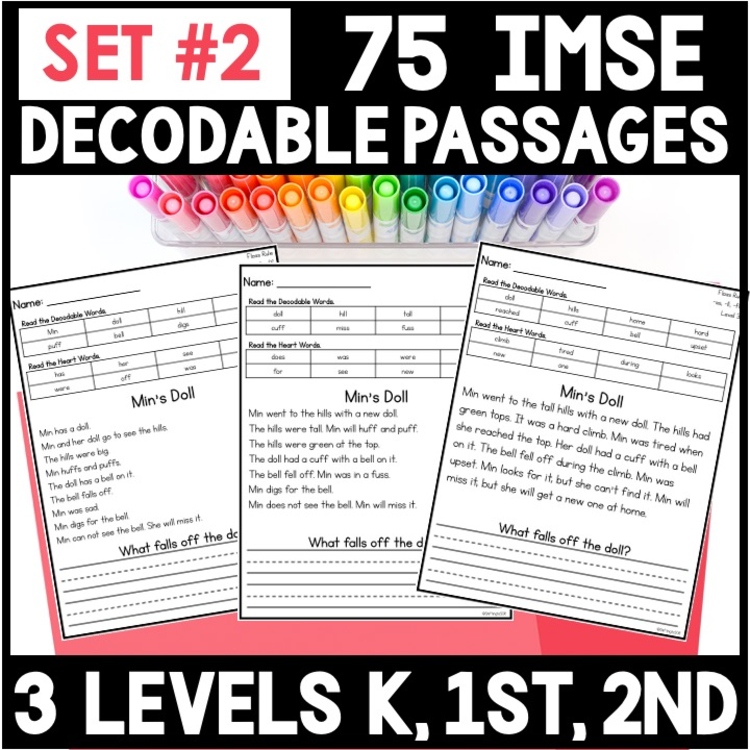 Set #2 Decodable Passages w/ Comprehension Questions - IMSE - Science of Reading