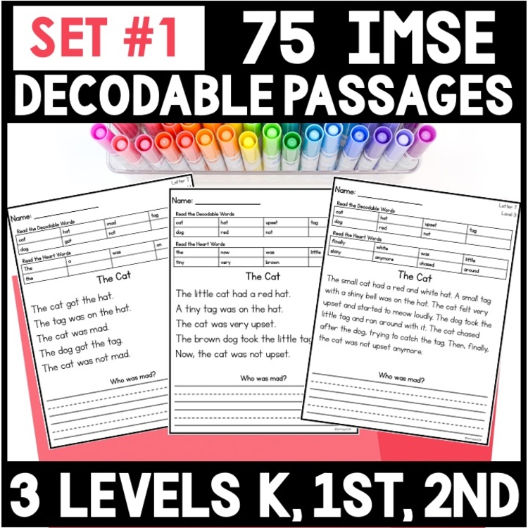 Set #1 Decodable Passages w/ Comprehension Questions - IMSE - Science of Reading