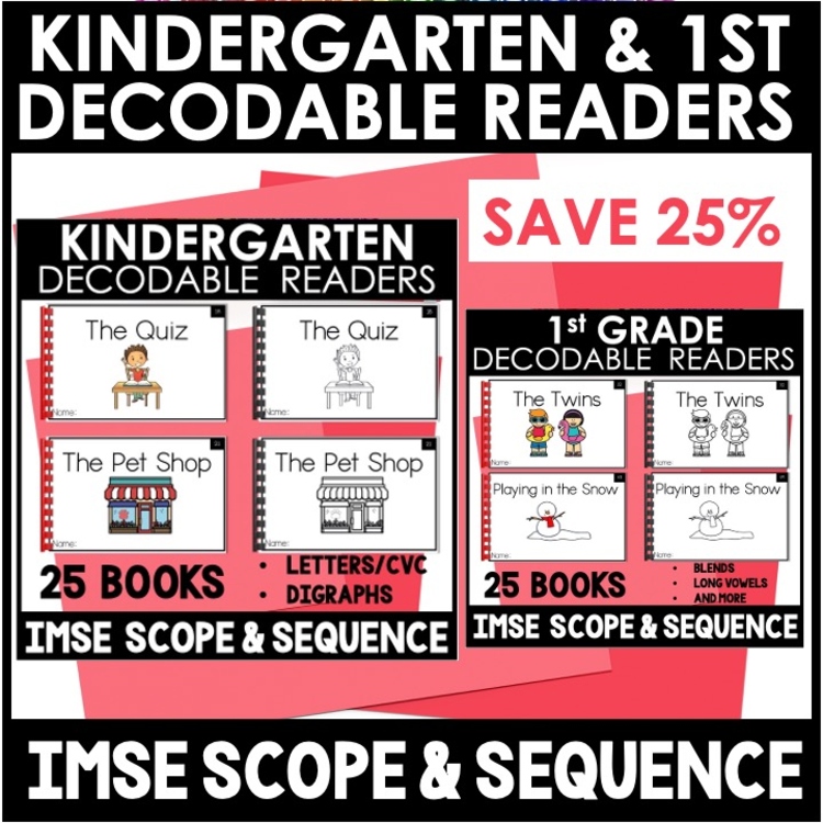 Kindergarten and 1st Grade Decodable Readers - IMSE Aligned - Science of Reading
