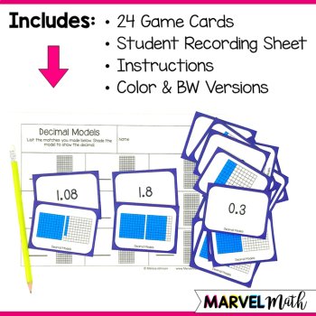 Place Value Game: Decimal Place Value Model Cards, image 2
