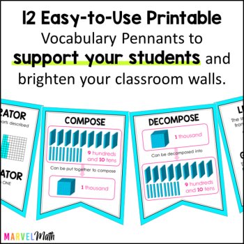 Place Value Vocabulary Bunting 4th Grade by Marvel Math, image 3