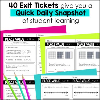 Place Value Exit Tickets 4th Grade TEKS - Expanded Notation, Rounding and more!, image 2