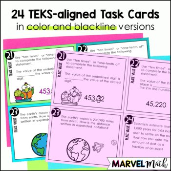 Place Value Task Cards 4th Grade TEKS - Place Value STAAR Review, image 3