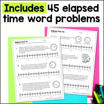 Elapsed Time Word Problems with Elapsed Time Number Line, image 2