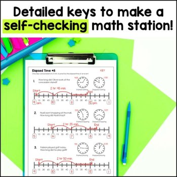 Elapsed Time Word Problems with Elapsed Time Number Line, image 4