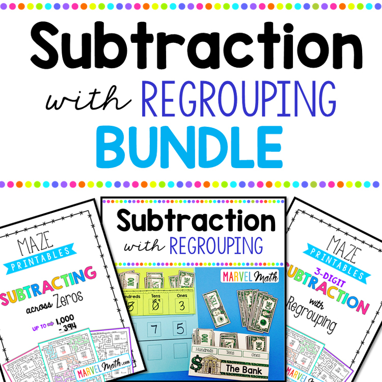 Subtraction with Regrouping Bundle by Marvel Math
