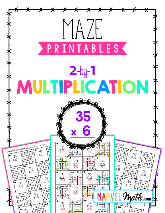 2 digit by 1 digit Multiplication Worksheets with Mazes - 2 x 1 Multiplication