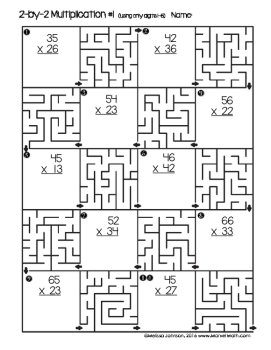 2 Digit by 2 Digit Multiplication Worksheets with Mazes - 2x2 Multiplication, image 2