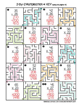 2 Digit by 2 Digit Multiplication Worksheets with Mazes - 2x2 Multiplication, image 3