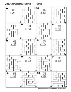 2 Digit by 2 Digit Multiplication Worksheets with Mazes - 2x2 Multiplication, image 4