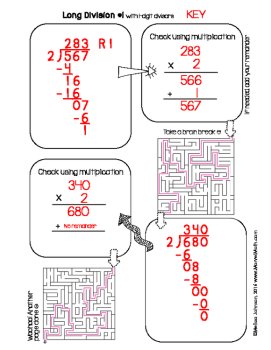 Long Division Worksheets with Mazes - Make Long Division Practice Fun!, image 3