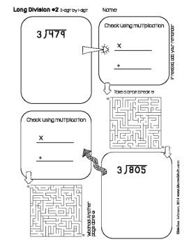 Long Division Worksheets with Mazes - Make Long Division Practice Fun!, image 4