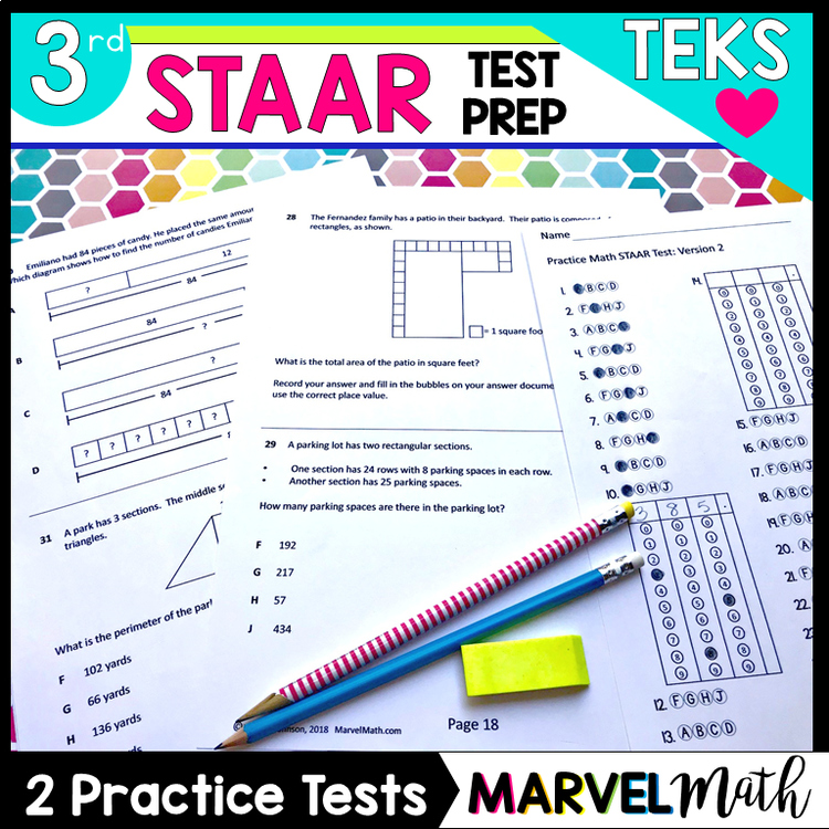 3rd Grade Practice Math STAAR Test by Marvel Math