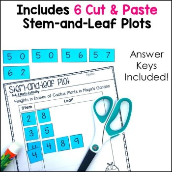 Stem and Leaf Plot Worksheets Cut & Paste TEKS: 4.9A, 4.9B, 5.9A, 5.9C, image 2