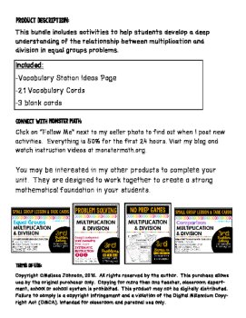 Multiplication and Division Vocabulary Cards by Marvel Math, image 2