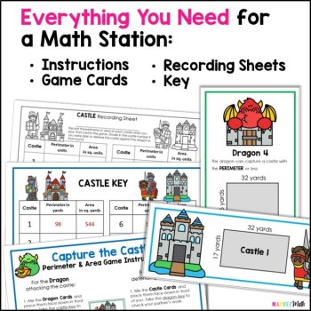 4th Grade Perimeter and Area Task Card Game by Marvel Math,  TEKS 4.5D, image 3