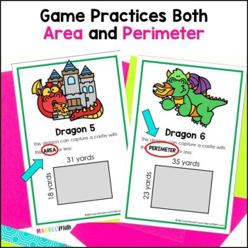 4th Grade Perimeter and Area Task Card Game by Marvel Math,  TEKS 4.5D, image 4