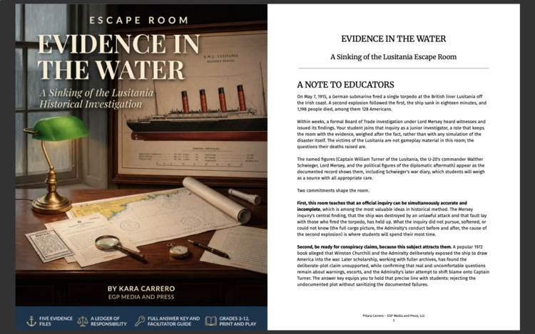Evidence in the Water: A Sinking of the Lusitania Escape Room