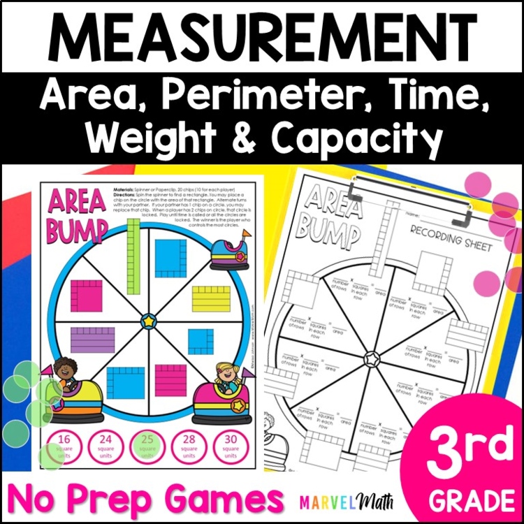 Area and Perimeter Game, Elapsed Time Games, Capacity and Weight Games - No Prep