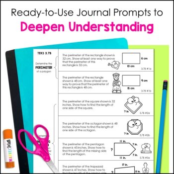 3rd Grade Math Journal Prompts - Area and Perimeter, Elapsed Time, Measurement, image 2