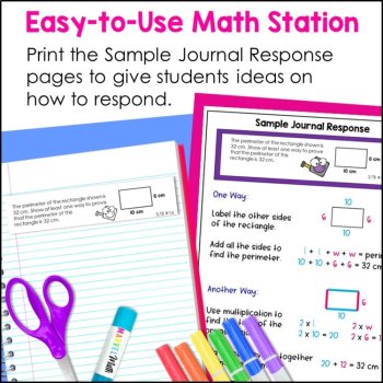 3rd Grade Math Journal Prompts - Area and Perimeter, Elapsed Time, Measurement, image 3