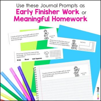 3rd Grade Math Journal Prompts - Area and Perimeter, Elapsed Time, Measurement, image 4