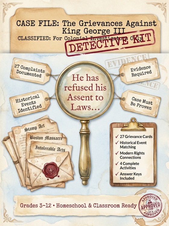 The Grievances Detective Kit: Declaration of Independence 250th Anniversary game