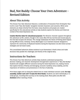 Bud, Not Buddy Pick Your Own Path Game to teach Great Depression Themes, image 2