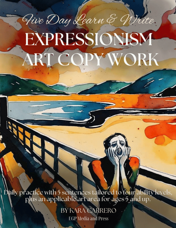 Expressionist Art Movement Copy Work and Coloring Pages for Grades K-12