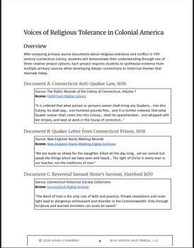 Religious Persecution Colonial America Primary Source DBQ Quaker + Salem Trials, image 2