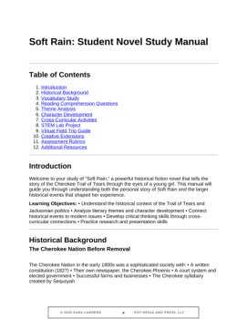 Soft Rain: A Story of the Cherokee Trail of Tears - Novel Study & STEM Lab, image 2