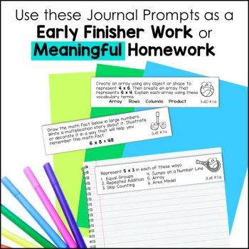 No Prep Math Journal Prompts - 3rd Grade Multiplication and Division TEKS, image 3