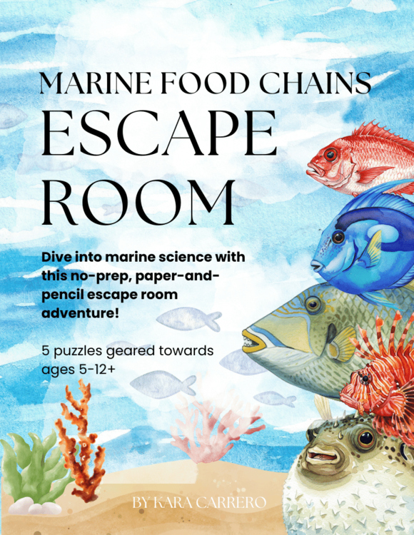 Marine Food Chain Escape Room: Ocean Web Detectives (no-prop, no-lock)