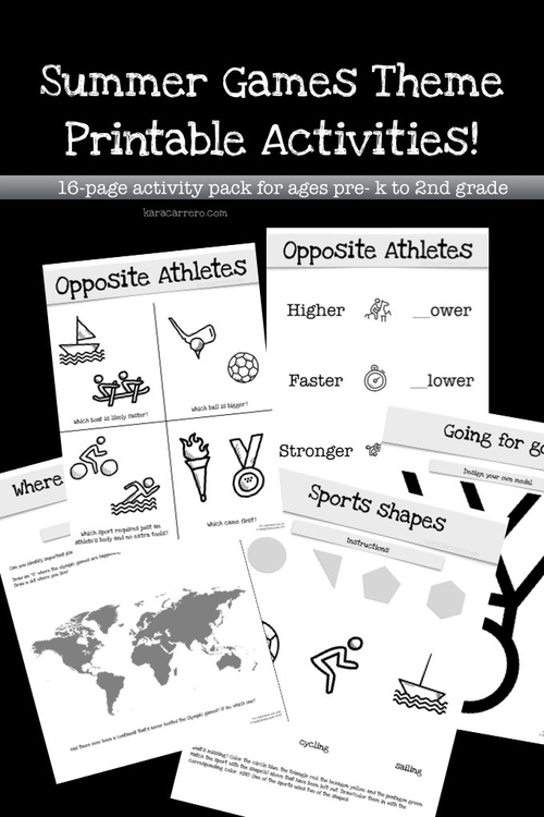 Summer Games Theme Printable Activities