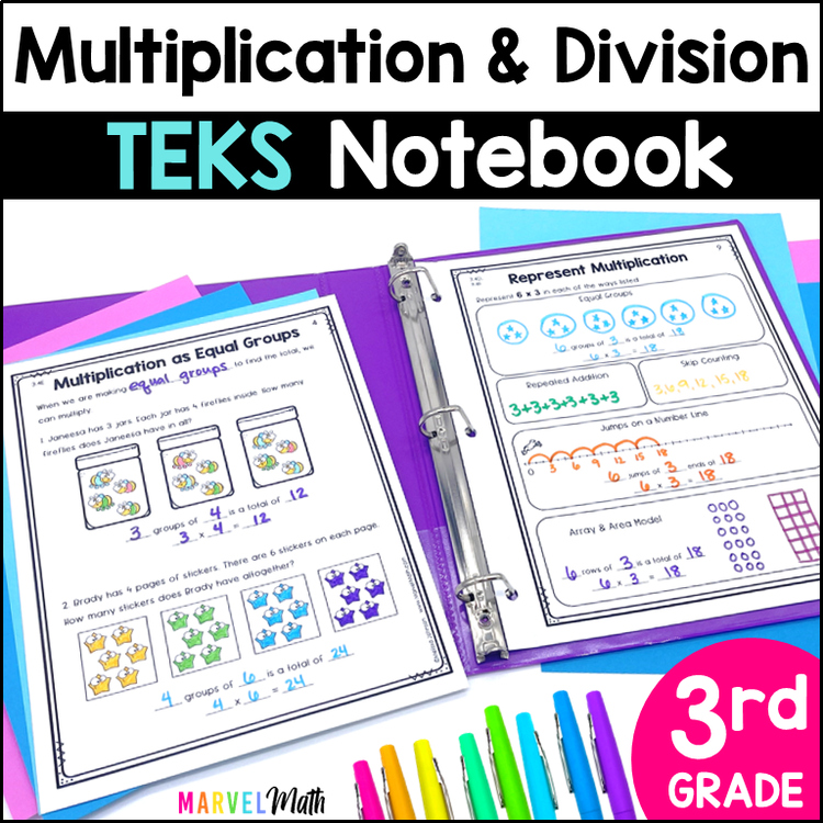 3rd Grade Multiplication and Division Interactive Notebook - Math TEKS