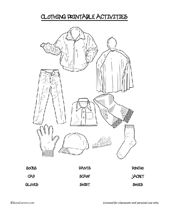 Clothing Theme Activities