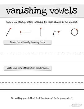Vanishing Vowels - Letter formation printable activity sheet, image 2